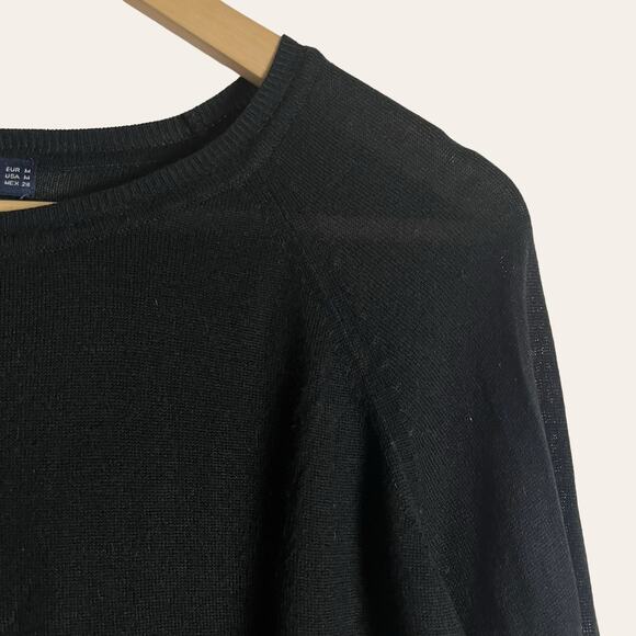 Zara Knit Black Lightweight Crewneck Pullover Sweater Size M - Picture 3 of 8